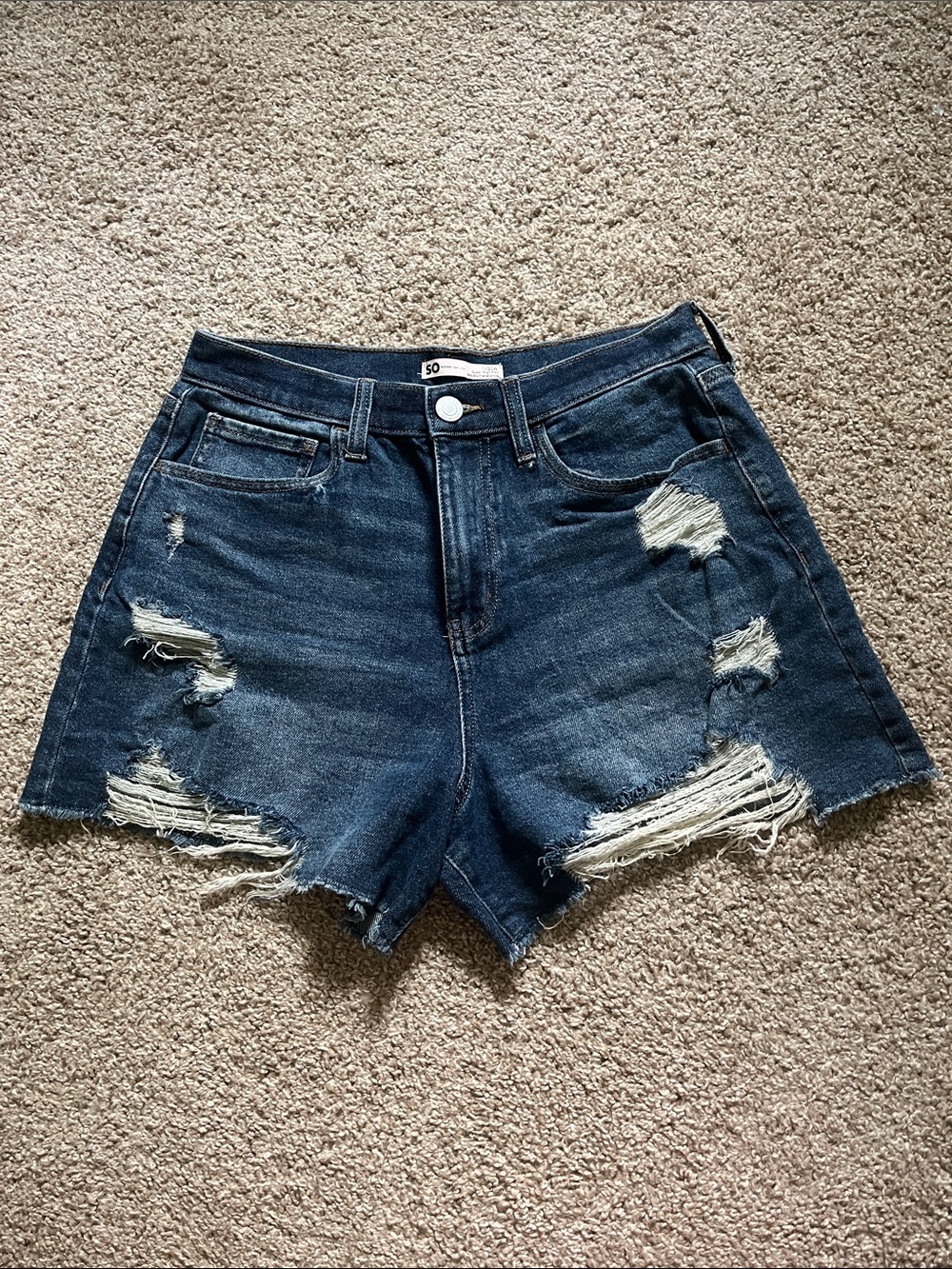 SO Dark Blue Distressed Denim Jean Shorts